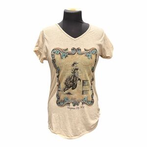 Y2K Western Rodeo Graphic Tee Made in USA Virginia City NV Small